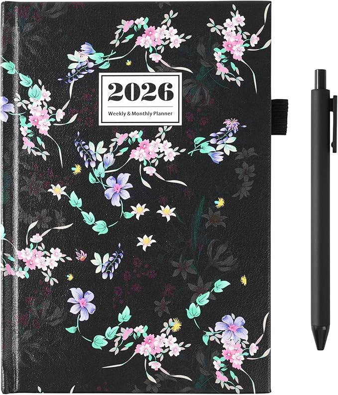 2026 Planner Weekly & Monthly – A5 Size 8.5" x 5.8", PU Leather Hardcover Planner 2026 with Twin-Wire Binding, Thick Paper, 2026 Small Planner Calendar for Home, Office, School
