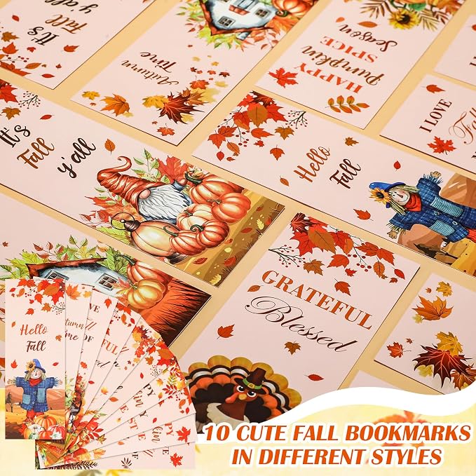 240 Pcs Fall Pencils Bookmark Bulk Thanksgiving Party Favor 120 Set Autumn Pencil Pumpkin Bookmark Fall Gift Treat Goodie Bag Stuffer Basket for Autumn Harvest Prize Supplies