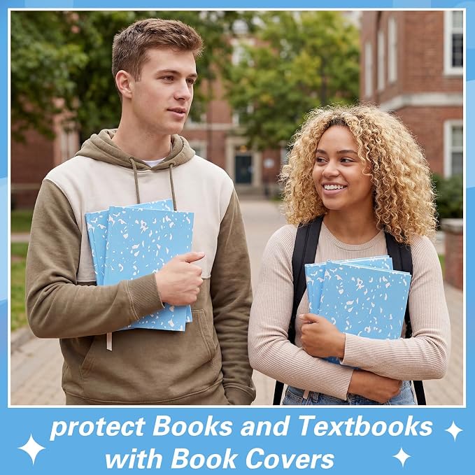 Gilprop 6 Pack Jumbo Stretchable Book Covers, Colorful Covers for Textbook Protection and Care, Washable Reusable Protective for Paperbacks Hardcover Books(Composition Book,Blue White,9-11inch)