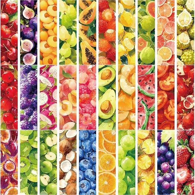 30 Pcs Watercolor Fruit Bookmarks for Kids Fruit Theme Funny Bookmark Cartoon Bookmark for School Office Students Teens Book Reading Lovers Classroom Favors