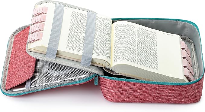 Mr. Pen- Bible Cover Case, Carrying Book Case with Durable Handle, Bible Protective Church Bag for Men & Women, Christian Gifts, Pink