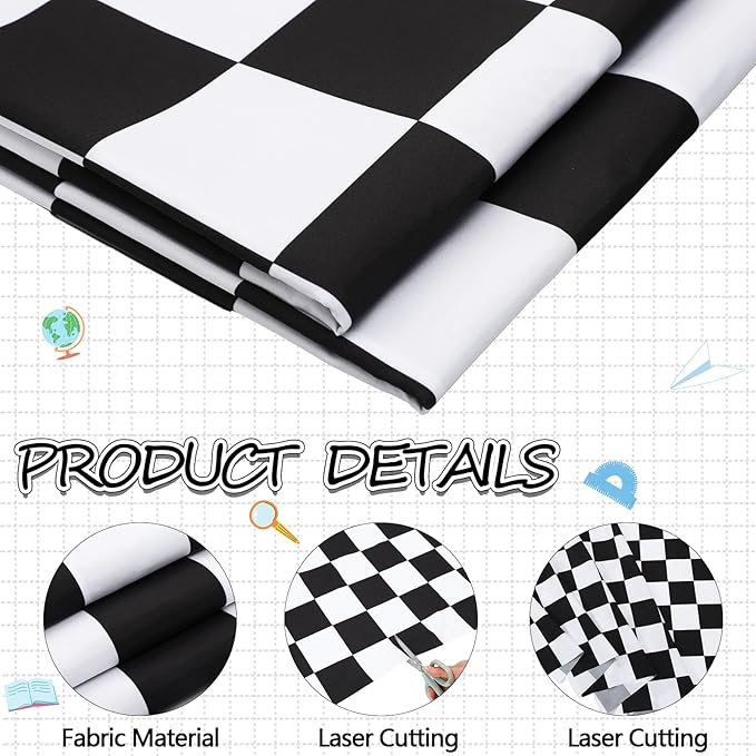 Mindsoft 48 '' x 107 '' Black and White Checkered Bulletin Board Fabric Back to School Classroom Decoration for Bulletin Board Background Decor Pillow Crafts