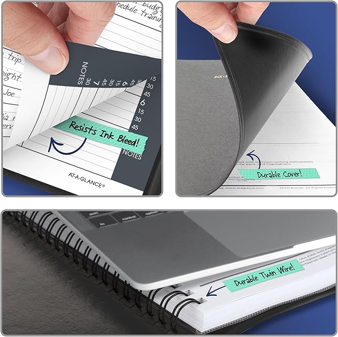 AT-A-GLANCE 2027 Appointment Book Planner, Daily Group Planner, 8.5" x 11", Eight Person, Two-Volume Set Jan-Jun & Jul-Dec, Black (7021205-27)