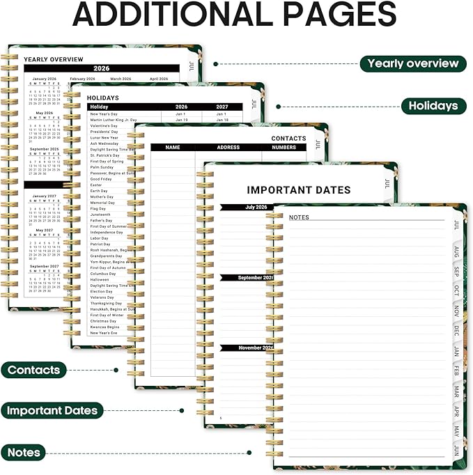 Planner 2026-2027, Academic Year Monthly and Weekly Calendar Planner, Jul 2026 - Jun 2027, Hardcover Teacher Student Planning Agenda book with Tabs, Perfect for School Office Supplies, 6.3" x 8.5" - Butterfly