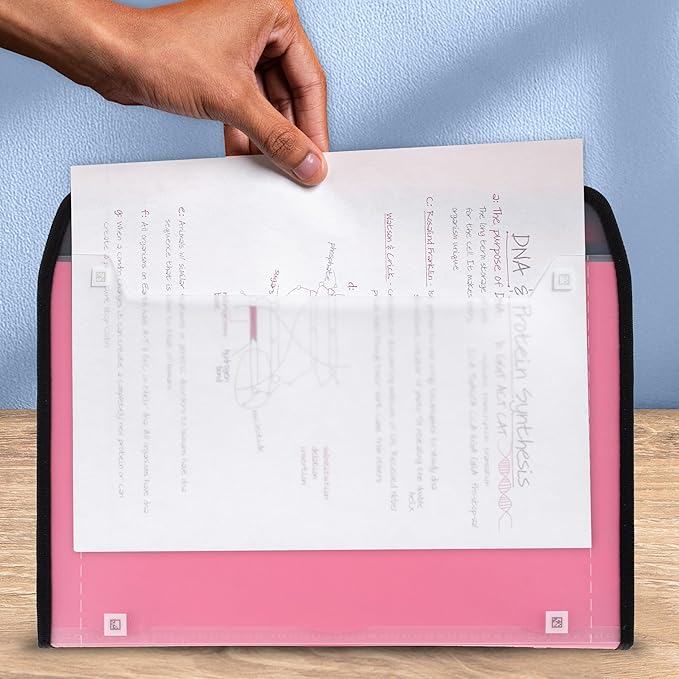 Five Star Expanding File Organizer + Study App, 7-Pocket Accordian File Organizer, Zipper Closure, Holds 8-1/2" x 11" Paper, Prom Pink (350099R)