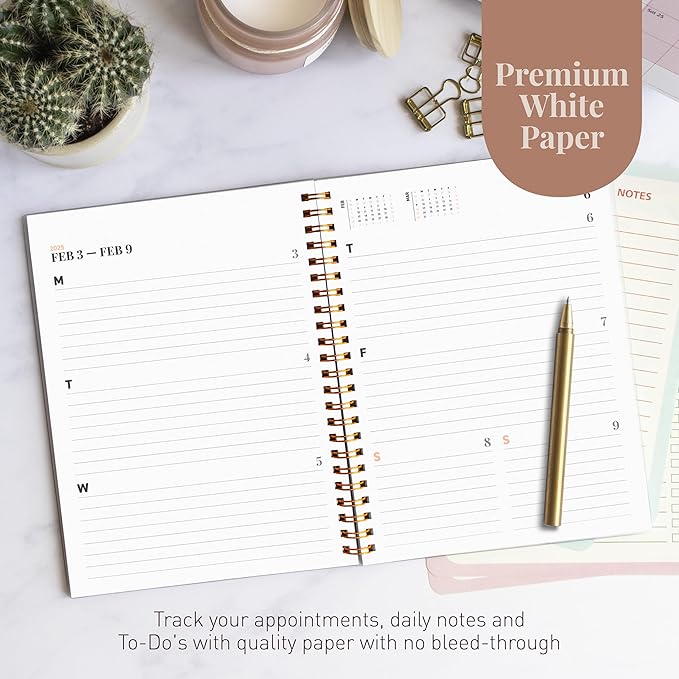 Rileys Academic Planner 2025-2026, Daily, Weekly & Monthly Planner, July 2025 - June 2026, Student Notes Pages, Twin-Wire Binding, Weekly Agenda for School & Work (8.5 x 11-Inches, Green, Deco)