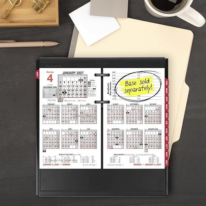 AT-A-GLANCE 2027 Desk Calendar Refill, Daily Desk Pad Refill, 4.5" x 7.5", Loose-Leaf, Burkhart's Day Counter (E7125027)