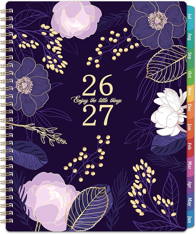 Planner 2026-2027 - Academic Planner 2026-2027, July 2026 - June 2027, Weekly & Monthly Planner, 8'' x 10", Calendar Planner, Colorful Monthly Tabs, Twin-wire Binding, Back Pocket, Holidays, Purple