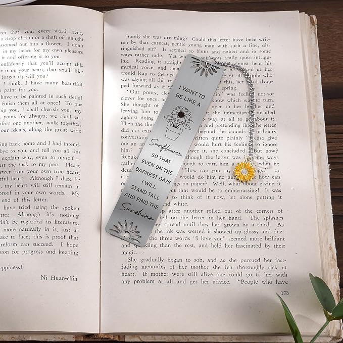 Sunflower Bookmark for Women - Inspirational Bookmarks Cute Motivational Metal I Want to Be Like A Sunflower Book Marks for Reading Women Girls Birthday Christmas Thanksgiving School Gifts