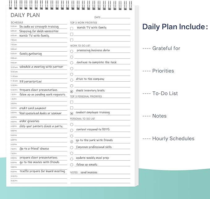 Daily Shedule Planner Half-Hourly Appointment Planner Personal Organizer with Work To-Do List, Priorities, 105 Days for Productivity Planner, No Bleed Everyday Planner, Daily Schedule, 6.5 x 9.8