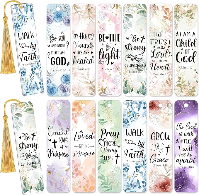 AFRITEE UV DTF Bookmark Wraps - 24 Sheets Pray More Worry Less Bible Verse Double Sided Uvdtf Sticker for Acrylic Bookmark Decor, Christian Motivational Quotes Tumbler Sticker Religious Gifts for Mom