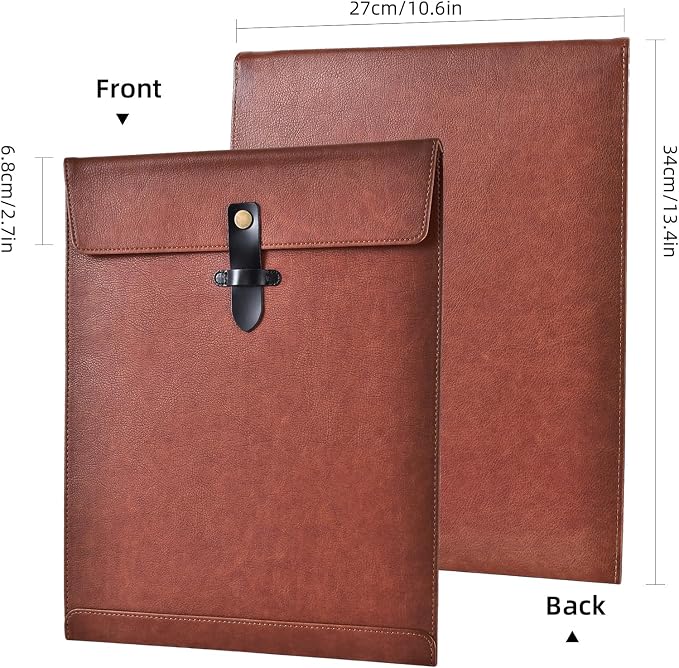 Black PU Leather File Folder, Snap Closure File Organizer, Important Document Folder, Document Organizer, Laptop Sleeve Notebook Case, Leather Folder A4 Envelopes Filing Folder 3PCS