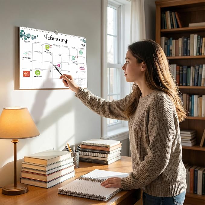 2026-2027 Wall Calendar - 18 Months (Jan 2026 - Jun 2027), 14" x 11" Colorful Printed Calendar with 1.9"x1.8" Daily Writing Space, Holiday Reminders & 4 Stickers for Home/Office Planning