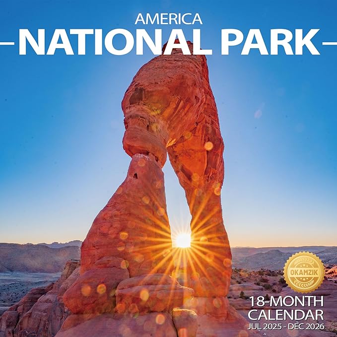 Wall Calendar 2025-2026 Planner Calendar - America National Park Hangable Monthly Wall Calendar with Large Blocks for Organizing & Planning, Academic Schedule, Home, Office & family, Thick & Sturdy Paper (12"x24" Open)
