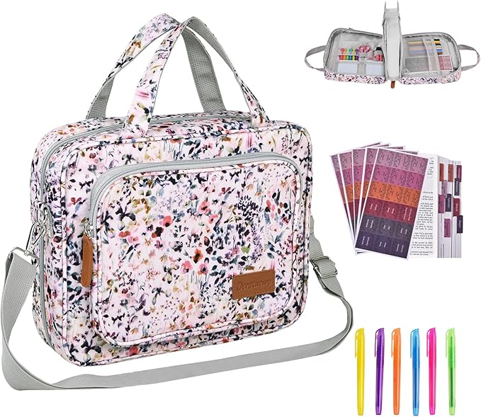 Deluxe Bible Cover Case with Gift Box – Crossbody Bible Bag with Bookmarks, Pens & Stickers, Perfect for Bible Lovers, Purple