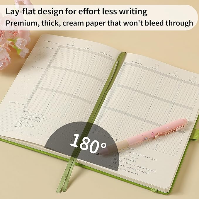 Planner 2025-2027, 36 Months Weekly and Monthly Planner with Budget & Goal Setting, 8.3" x 5.7", Flexible Cover, Daily Organizer with Inner Pocket, Bookmarks, Pen Holder for School Office Home-Green