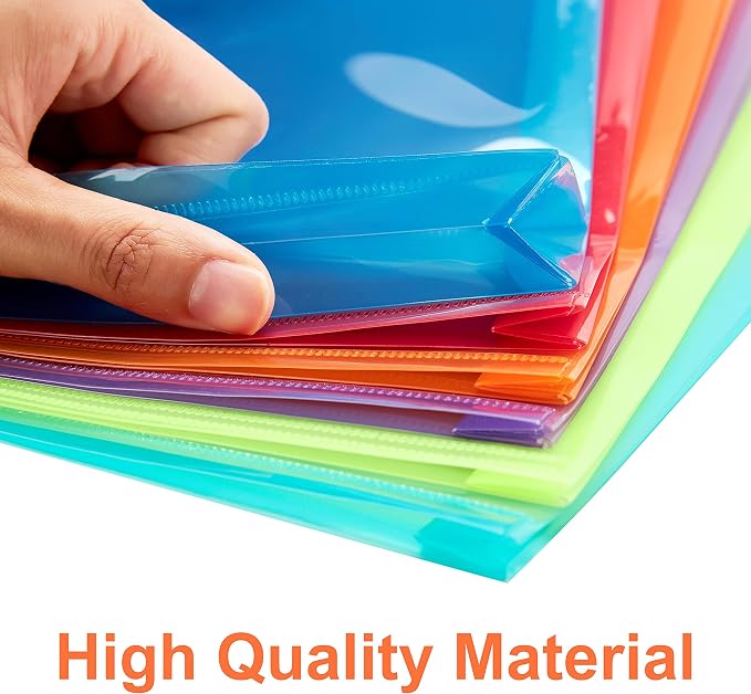 FANWU Plastic Legal Size Expandable Envelopes with String Tie Closure, 1-1/4" Expansion, Side Load, Clear File Folders Poly Project Paper Documents Organizer for Office School Home 12 Pack