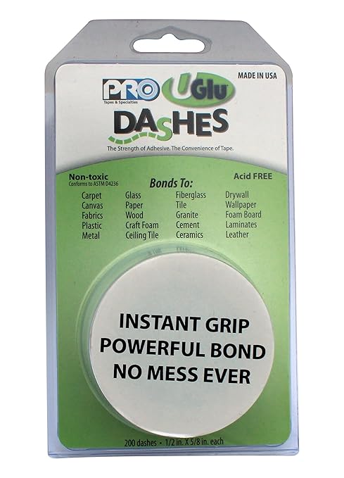 UGlu UGLU650 U Adhesive Dash Roll (200 Pieces), U-GL, Clear, UGlu Dashes Roll features 20mil rubber based mounting adhesive squares 1/2" x 5/8" on a convenient roll.
