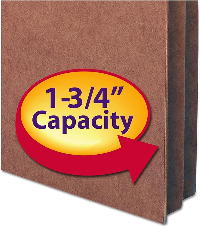 Smead File Pocket, Straight-Cut Tab, 1-3/4" Expansion, Letter Size (Redrope, Letter, 50)