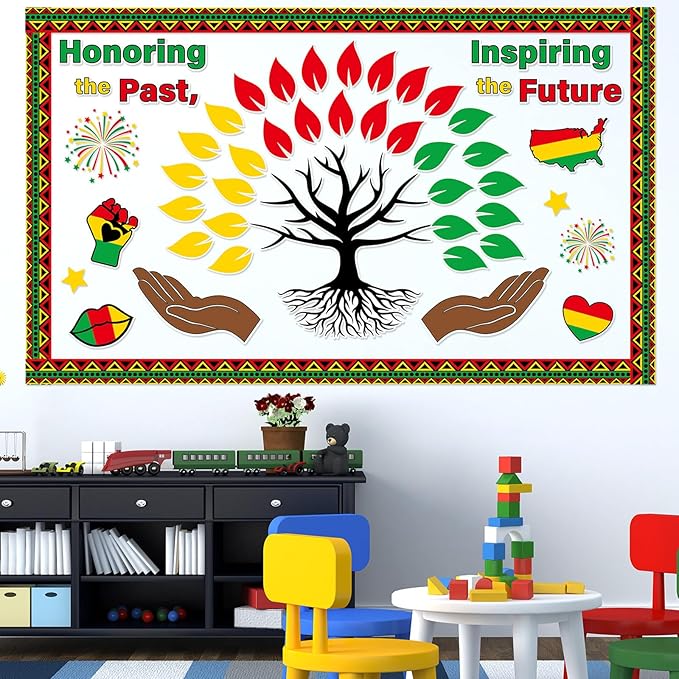 gisgfim Black History Month Tree Bulletin Board Set Decorations Black History Month Classroom Decor African American Inspirational Paper Cutouts for Wall Door Chalkboard Craft School Home Supplies
