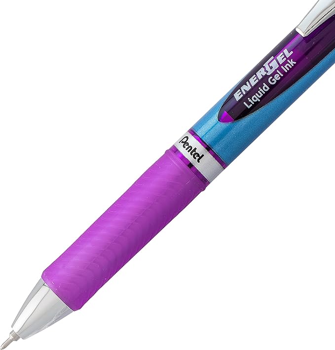 Pentel EnerGel Deluxe RTX Retractable Liquid Gel Pen, Fine Line, Needle Tip, Violet Ink, Box of 12 (BLN75-V)
