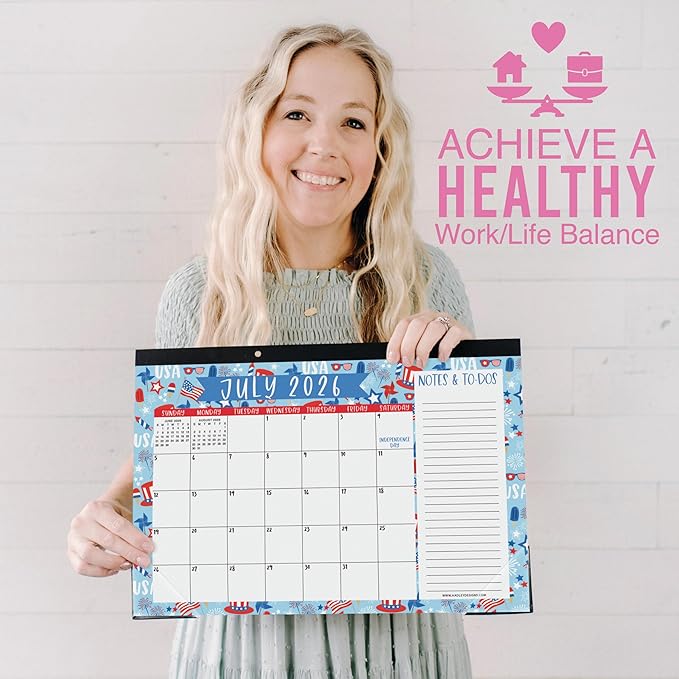Hadley Designs Large Teacher Desk Calendar 2026-2027 - Desktop Calendar 2026, 18-Month Desk Calendars for Home, Office & Classroom, Cute Classroom Must Haves, Teacher Appreciation Gifts