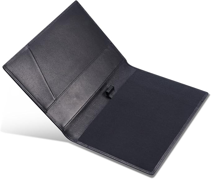Leather 5"x 8" Junior Padfolio for Men & Women with Pen Loop, Italian Calfskin, Business Portfolio Notebook Folder (Classic Black)