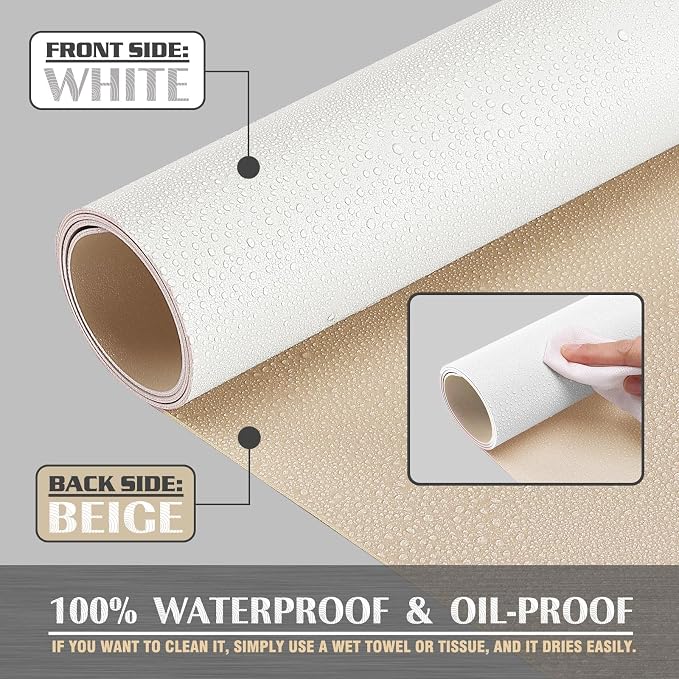 K KNODEL Large Office Leather Desk Mat, Mouse and Keyboard Pad, Computer and Laptop Mat, Desktop Protector and Cover, Writing Pad and Blotter (35.4"x17", White)