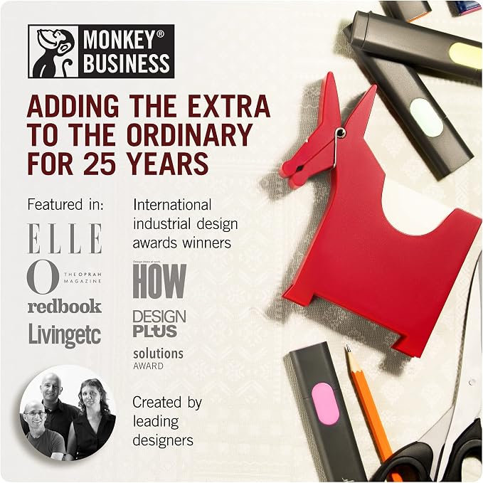 Monkey Business Morris – Rot (2 Stück) Sticky Note Dispenser, Red-2 Pack, 2 Count