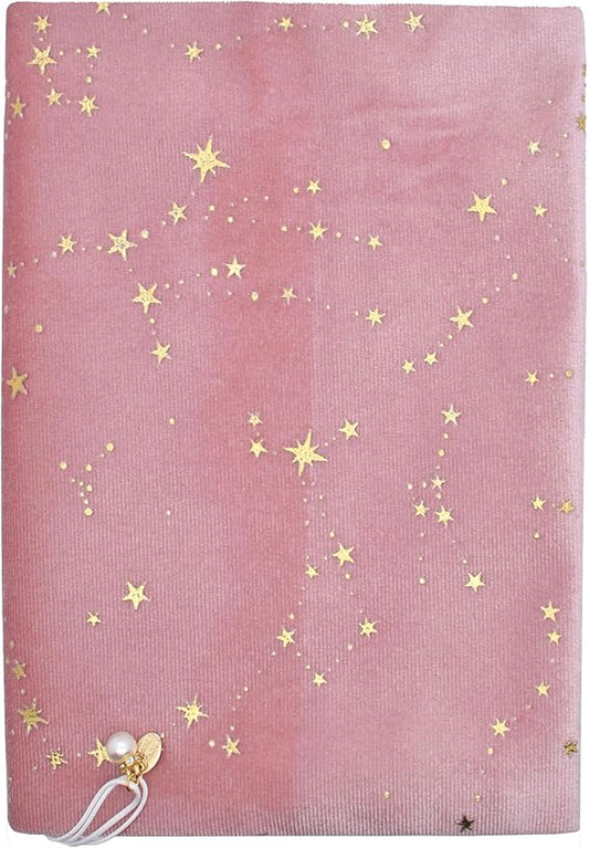 BLBMH A5 Journal Cover | Non-Stretch Fabric Notebook Sleeve with Bookmark, Handmade 5.5x8.3 Washable Privacy Protector for Paperback Bible Hardcover, Gift for Women - Velvet Pink