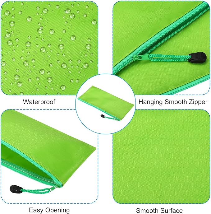 PATIKIL Waterproof Zipper File Bags, 3 Pack A6 Document Holders Pencil Pouch for Office, Green