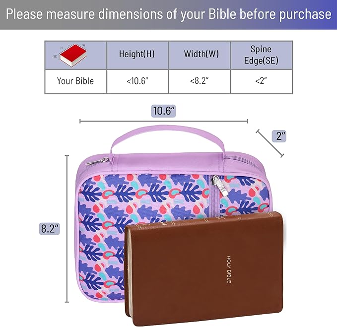 Mr. Pen- Bible Cover Case, Carrying Book Case with Durable Handle and Zippered Pocket, Bible Protective Church Bag for Men & Women, Christian Gifts, Petal Harmony, Mothers Day Gift