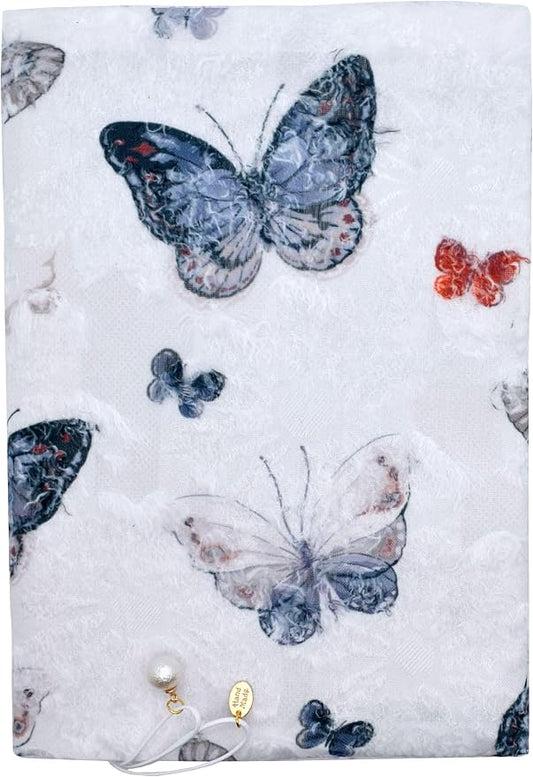 BLBMH 5.5x8.5 Fabric Bible Cover Non-Stretch | Built-in Bookmark | Handmade Washable Book Sleeve for Paperback Journal Privacy Reading Gift for Women - Butterfly A