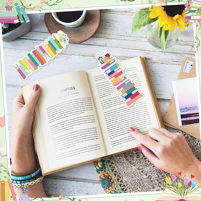 150 Pieces Book Tracker Bookmarks Bulk Bookshelf Design Double-Sided Reading Page Markers Bookmarks for Book Lovers Reading Women Students School Supplies