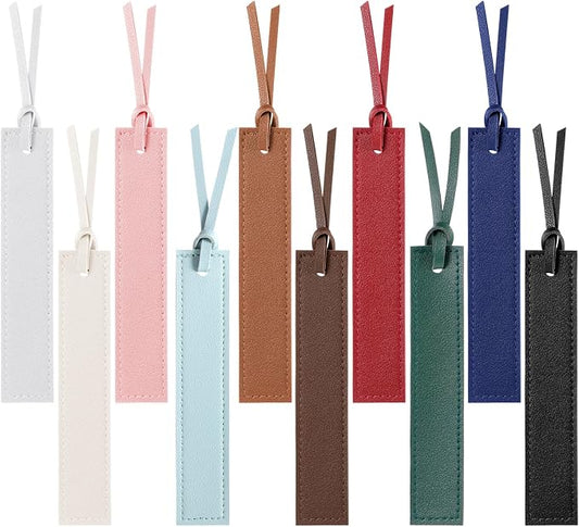 10 Pcs Classic Style Bookmarks with Leather Rope, Leathers Bookmarks with Tasse Page Markers Reading Gifts Classic Stitched Bookmark for Book Lovers, Readers, Book Marks for Men Women