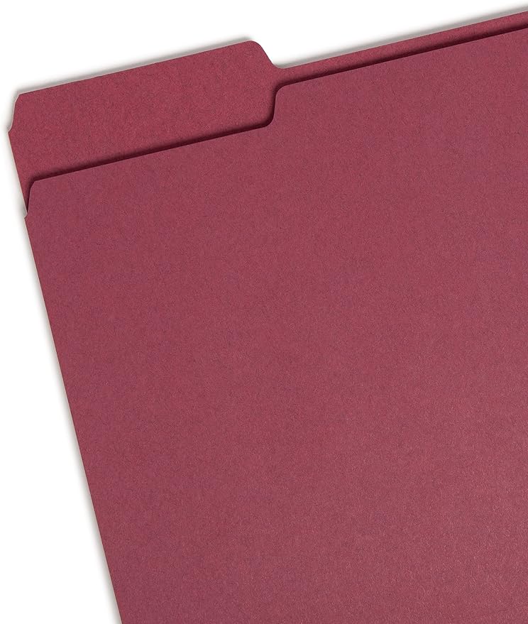 Smead Colored File Folder, 1/3-Cut Tab, Letter Size, Maroon, 100 per Box (13093) (Pack of 5)