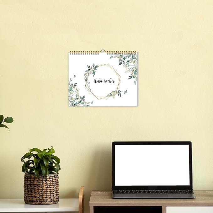 Habit Tracker Calendar，12 Monthly Habit Tracker Journal with Spiral Binding,Undated Weekly Monthly Planner to Boost Productivity&Self Improvement, 8"x10"（Green)
