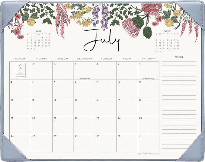 Cabbrix Desk Calendar 2026 with Desktop Mat, Desk Pad Calendar 15"x 12" from July 2026 to December 2027, Desk Calendar for Home Office and School, Easy Planning, Blue