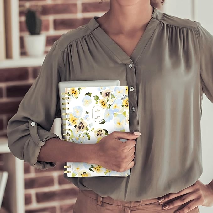 Cambridge Planner 2026-2027 Weekly & Monthly Academic 12-Month July-June, 5-1/2" x 8-1/2", Leah Bisch, Pansy Bouquet (LB50-200A)