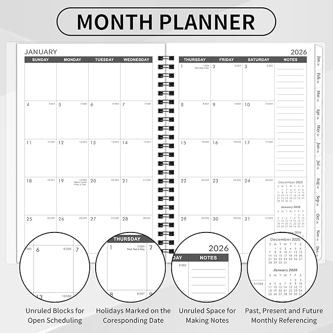 2026-2030 Monthly Planner/Calendar - 5 Year Planner 2026-2030 with Tabs, Jan 2026 - Dec 2030, 6.4" x 8.5", 60 Monthly Calendar, Two-Side Pocket, 9 Notes Pages, Suitable for Long-Term Planning