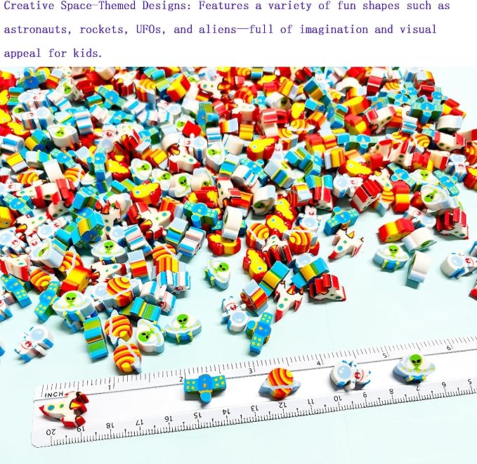 400PCS Mini Space Cute Erasers for Kids Bulk,Fun Erasers for Classroom Back to School Party Gift (Space, Mini)