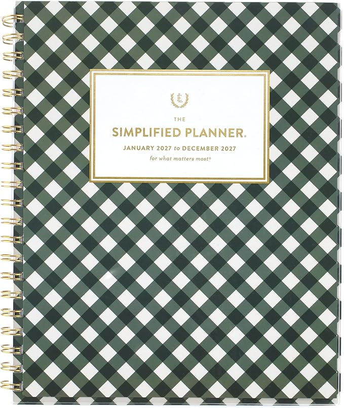 AT-A-GLANCE 2027 Planner, Simplified by Emily Ley, Weekly & Monthly, 8.5" x 11", Customizable, Camp Gingham (EL58-901-27)