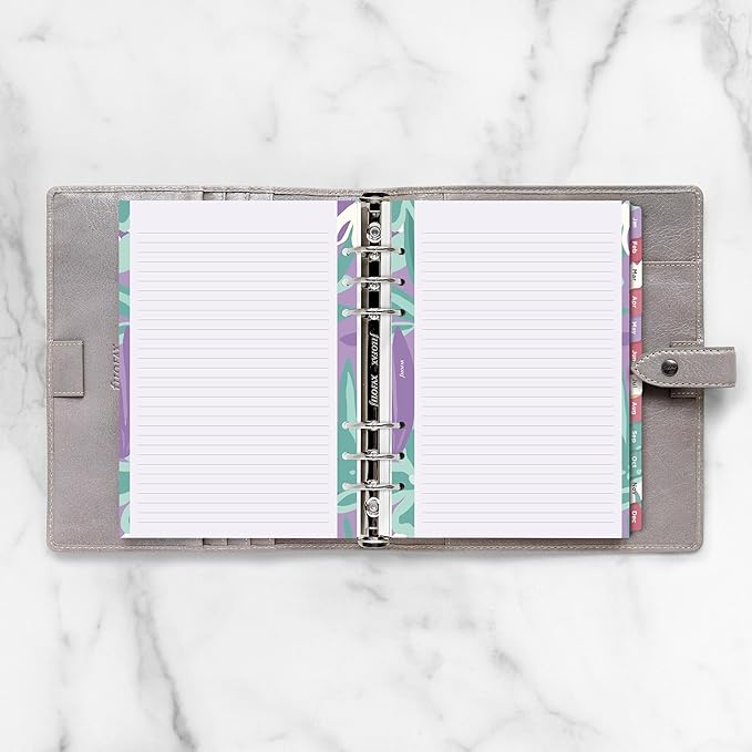 Filofax Calendar Diary Refill, A5 Size, Week-to-View, Illustrated Floral Diary Pack with Four-Color Print Design, Multilingual: Five Languages, 2025 (C6351-25)