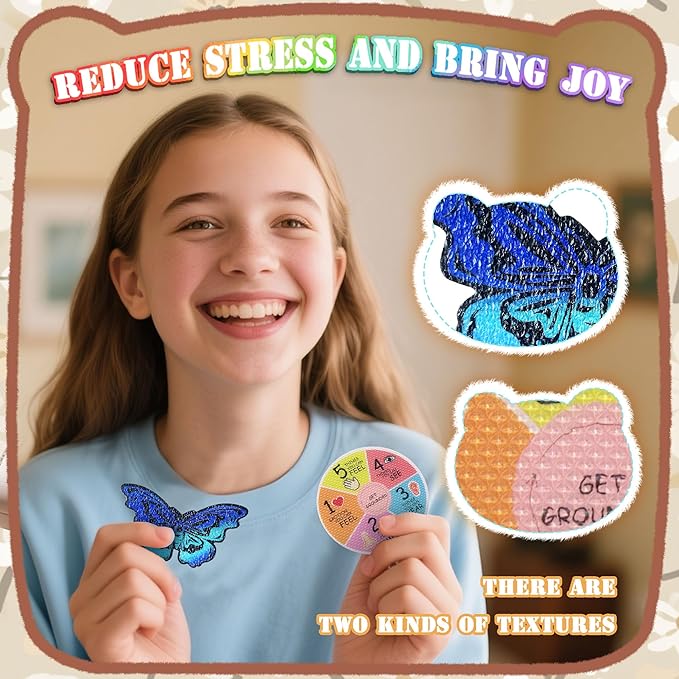 Calm Stickers for Anxiety Sensory Stickers Anti Stress Tactile Textured Stickers Combined with Breathing Exercise for Fidget Strips Suitable for Students and Adults