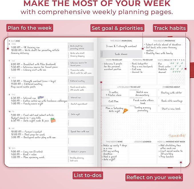 Clever Fox Planner PRO Premium Jan 2026-Jan 2027 – Luxurious Weekly, Monthly & Budget Agenda Organizer for Productivity & Reaching Goals, A4 Hardcover + Keepsake Box – Red