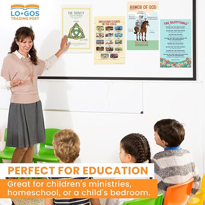 TREE OF LIFE REV. 22:14 Bible Posters For Kids - The Trinity, 11"x17" Laminated Sunday School Posters For Christian Classroom Decor, Sunday School Decorations For Classroom & Church Nursery Decor
