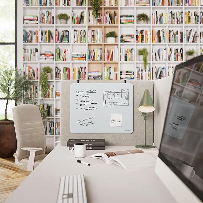 U Brands Magnetic Cubicle/Wall Glass Dry-Erase Board, 16" x 20" Inches, White Frosted Surface, Frameless