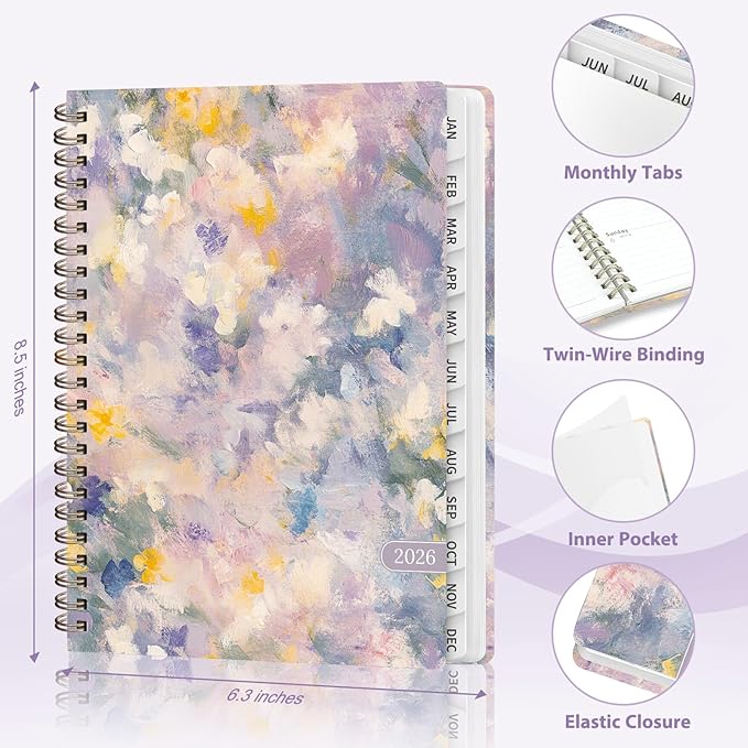 2026 Planner, Weekly and Monthly Calendar Academic Planner, Jan 2026 - Dec 2026, Planning Agenda Book for Desk Accessories and School Supplies - A5 (6.3'' x 8.5'')