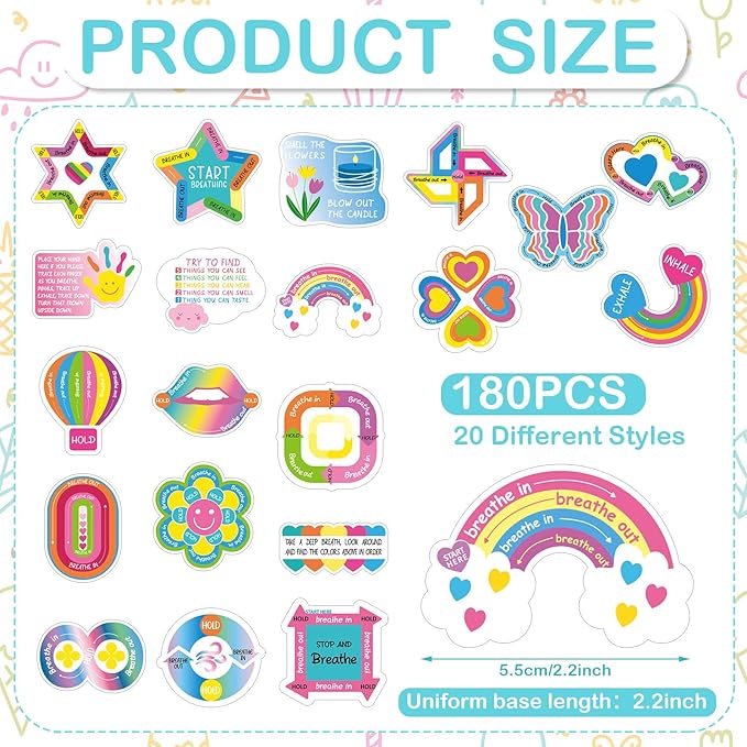 Engrowtic 180 Pcs Anxiety Sensory Stickers Sensory Strips Mindfulness Sticker Calm Anxiety Stickers Adhesive Textured Strips Tactile Fidget Tape for Desk Adults Tension Supplies(Fresh)