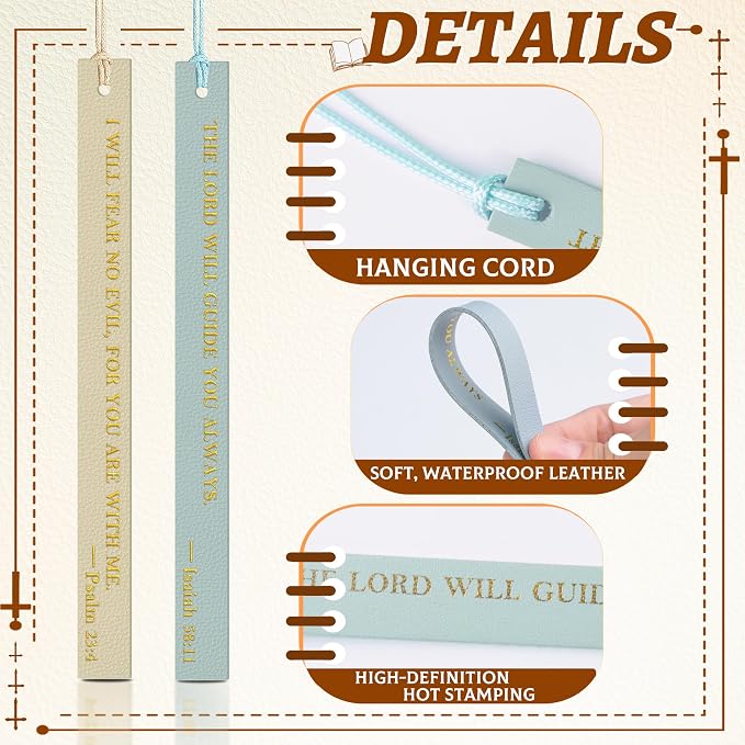 20PCS Leather Bookmark Bible Bookmarks for Reading Women Men Book Lovers Christian Gifts,Cute Page Markers Book Marks Religious Christian Bookmarks Inspirational Bible Verse Scripture (Cool-Toned-1)